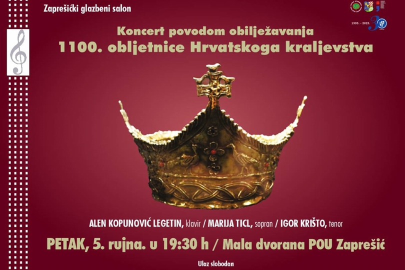 ZAPREŠIĆ: Koncert u Zaprešiću povodom obilježavanja 1100. obljetnice Hrvatskoga Kraljevstva