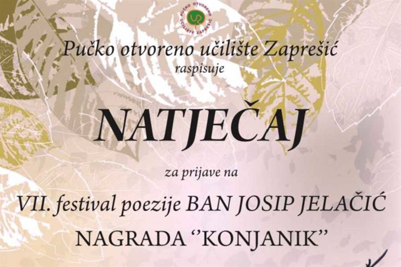 ZAPREŠIĆ: Natječaj za prijavu na VII. festival poezije „Ban Josip Jelačić“
