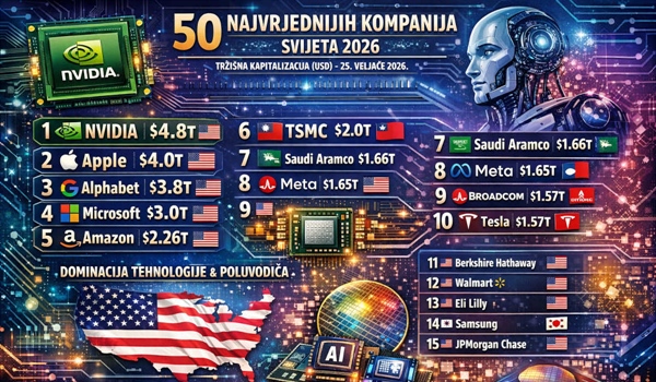 DIGITALNA TRANZICIJA: Tehnološki divovi na vrhu globalne ekonomije, SAD dominira