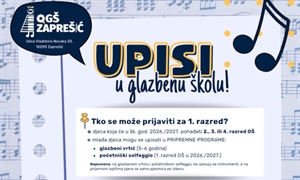 ZAPREŠIĆ: Započele prijave za prijamne ispite za upis u Osnovnu glazbenu školu Zaprešić