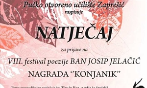 Pučko otvoreno učilište Zaprešić raspisuje natječaj za prijave na VIII. festival poezije „Ban Josip Jelačić“ za 2026. godinu